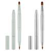 2 Pack Retractable Lip Brush Double-Ended Lip Makeup Brushes for Lipstick with Cap Lipstick Brush Lip-Gloss Applicator Travel, Silver Green view 1