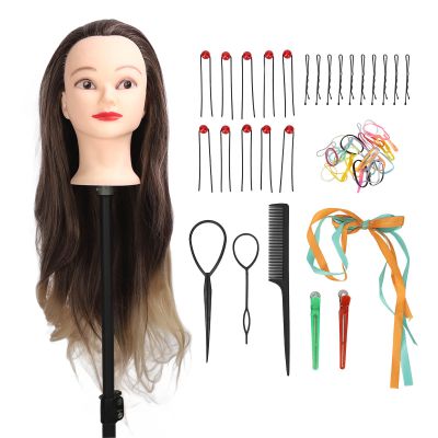 KunEchevyr Blonde Gray Gradient Wig Hair Mannequin Head, Hairdressing Styling Training Head, High Temperature Synthetic Hair with Clear Hairline, Braiding Practice Doll Head Kit for Beauty St