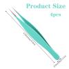 4 PCS Pointed Tweezers for Women Facial Hair, Sharp Blackhead Remover, Ingrown Hair Removal Kit, Stainless Steel Tweezers for Eyebrow, Chin and Ingrown Removal (Green, Black, Purple, Blue) view 2