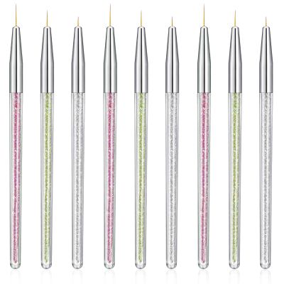 9pcs Eyeliner Brushes Art Fine Point Eyeliner Brush Makeup Gel Eyeliners Brush Water Activated Graphic Cosmetic Liner Wands Applicator for Wet Powder Liquid Gel
