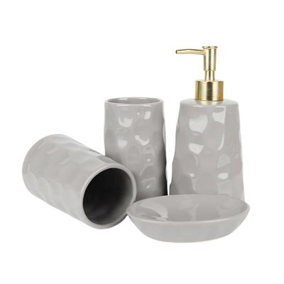 Wash Basin Soap Box Toothbrush Cup Bathroom Toiletries Set Gray