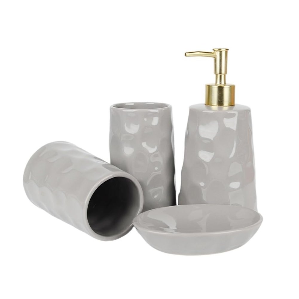 Wash Basin Soap Box Toothbrush Cup Bathroom Toiletries Set Gray