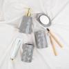 Wash Basin Soap Box Toothbrush Cup Bathroom Toiletries Set Gray view 2