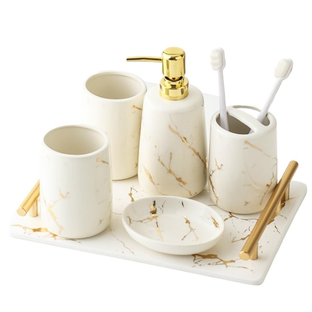 Ceramic Bathroom Five Piece Wash Set