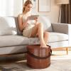 Basin for Soaking Feet - Massaging Aesthetic,Wooden Foot Bath Bucket,for Sauna Laundry Home Hands Washing Bathroom Bedroom Dorm Apartment Spa Center view 3