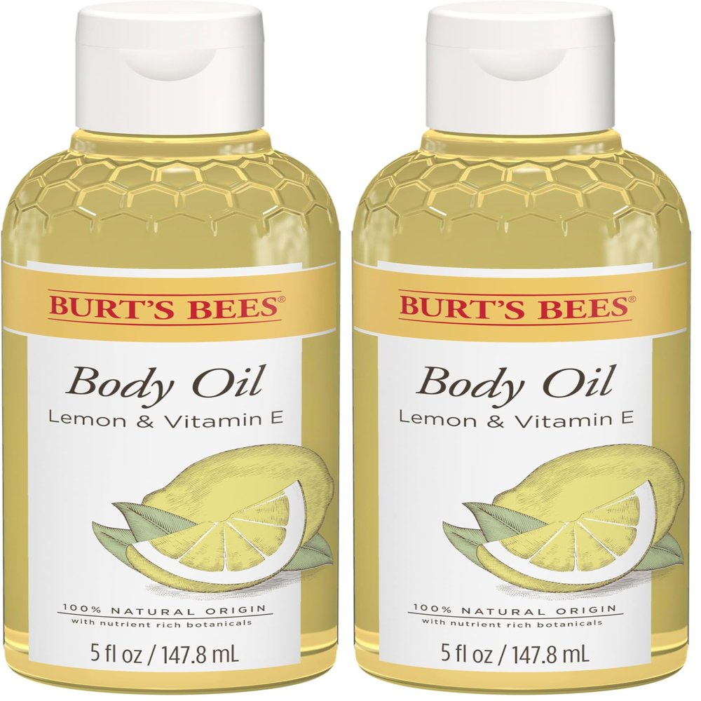 Burt's Bees Skin Care, Body Oil With Lemon and Vitamin E, 100% Natural, 5 Ounce (Packaging May Vary) (Pack of 2)