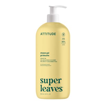 ATTITUDE Body Wash, EWG Verified Shower Gel, Dermatologically Tested, Plant and Mineral-Based, Vegan Personal Care Products, Earl Grey & Fresh Cucumber Scent, 32 Fl Oz