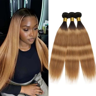 Ombre Blonde Straight Human Hair Bundles 18 20 22 Inch Brazilian Human Hair
