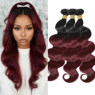 Ombre Burgundy Body Wave Human Hair Bundles 26 28 30 Inch Brazilian Hair