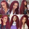 Dark Burgundy Human Hair Bundles Curly Wave 16 18 20 Inch Color 99j# Bundles Human Hair Burgundy 100G Per Bundle 300g Total Unprocessed Brazilian Virgin view 3