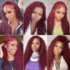 Dark Burgundy Human Hair Bundles Curly Wave 18 20 22 Inch Color 99j# Bundles Human Hair Burgundy 100G Per Bundle 300g Total Unprocessed Brazilian Virgin view 3