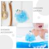 WRITWAA 4 Pcs Unicorn Loofah Sponge Soft Body Scrubber Bath Sponges for Gentle Skin Cleaning and Fun Shower Mesh Poufs in Pink and Blue for Boys view 2