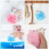 WRITWAA 4 Pcs Unicorn Loofah Sponge Soft Body Scrubber Bath Sponges for Gentle Skin Cleaning and Fun Shower Mesh Poufs in Pink and Blue for Boys view 3