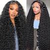 13x6 Deep Wave Lace Front Wigs Human Hair 200 Density 13x6 HD Transparent Frontal Wigs Human Hair for Women Deep Curly Glueless Wigs Human Hair Pre Plucked with Baby Hair Natural Black 26 Inch view 1