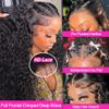 13x6 Deep Wave Lace Front Wigs Human Hair 200 Density 13x6 HD Transparent Frontal Wigs Human Hair for Women Deep Curly Glueless Wigs Human Hair Pre Plucked with Baby Hair Natural Black 26 Inch view 2