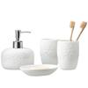 Decoration White Four-Piece Ceramic Relief Pattern Bathroom Set Supplies Home Hotel Wash view 1