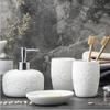 Decoration White Four-Piece Ceramic Relief Pattern Bathroom Set Supplies Home Hotel Wash view 2