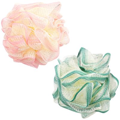2 Pack Loofah Sponge Shower Loofahs - 2 Colors Bath Sponges Mesh Balls for Body Scrubber - Exfoliator Wash Back Scrubber Bathroom Men Women - Scrubbers Cleaning Bathing Accessories