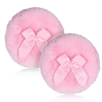 2 PCS Dusting Powder Puff, 3.4 Inch Soft Dusting Puffs Large Fluffy Powder Puff, Washable Reusable, Big Fluffy Puffs for Women Makeup Face Body(Pink+pink)