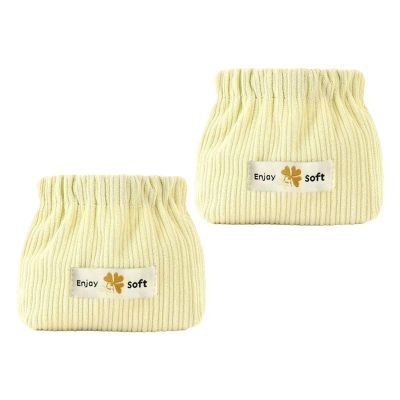 FerneeButy 2 Pieces Corduroy Storage Bag Makeup Pouch Self Closing Toiletry Organizer Travel Makeup Bag for Earbuds Lipstick Key Perfume, Apricot Color