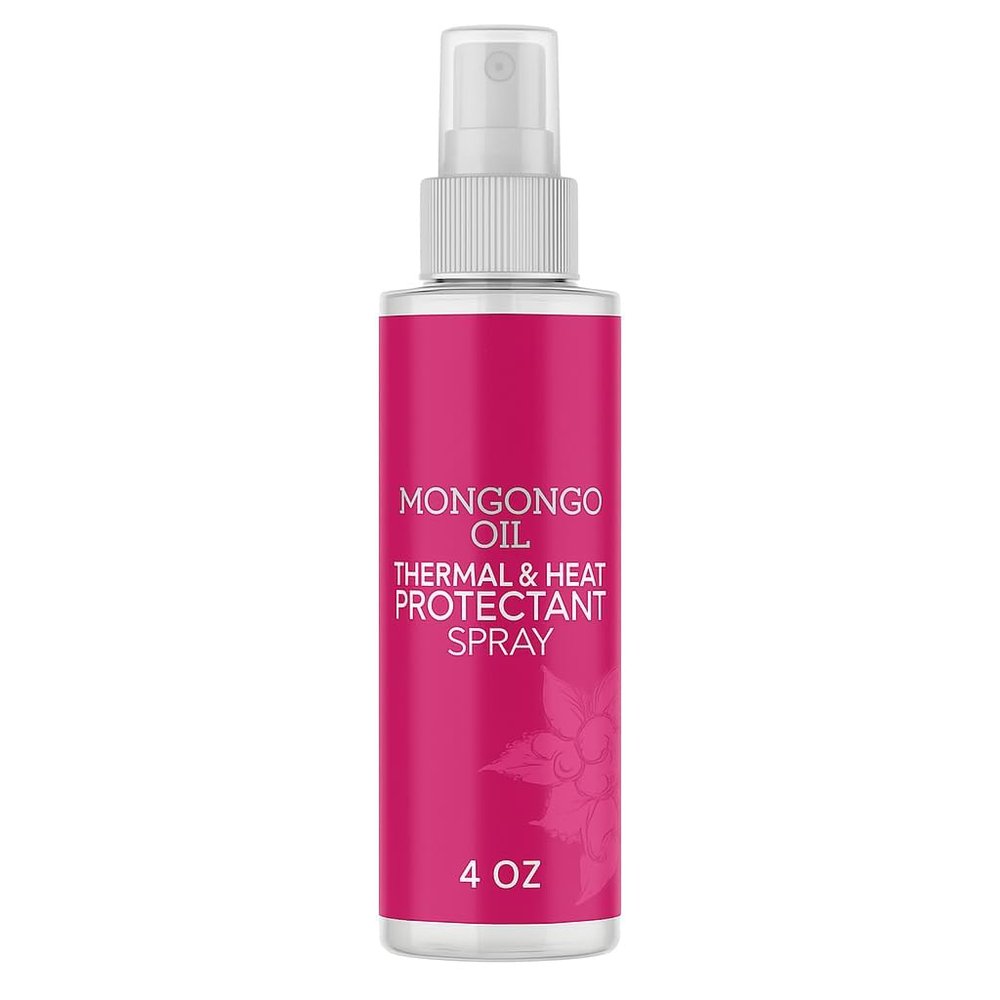 NEW Heat Protectant Spray for Natural and Curly Hair  Mongongo Oil Styling Mist 4oz | Protects from Heat Damage, Adds Shine, Frizz Control & Lightweight Moisture