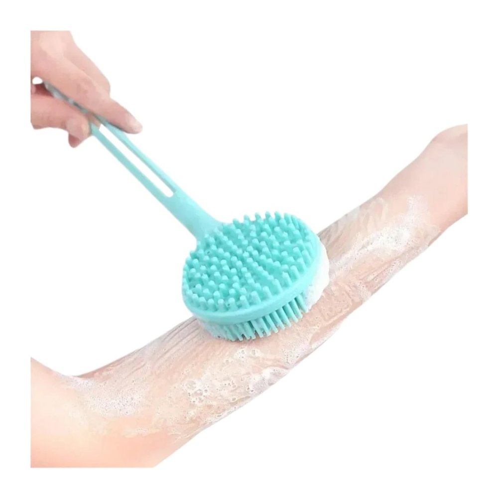 1Pc Silicone Long Handle Bath Brush Double-Sided Shower Exfoliating Brush