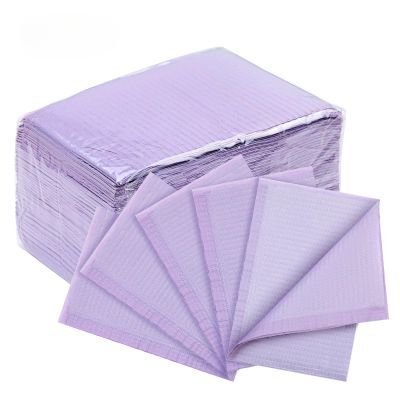 Disposable Nail Mats Easy to Clean, 3 Ply Waterproof Table Acrylic Nail Practice Sheet Desk Towel for Manicure Pedicure, Versatile for Tattoo & Dental Bibs, Salon Nail Tech (Purple-50 Pcs)