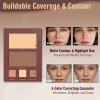 All in One Makeup Palette with 3 Brushes - Foldable Travel Make Up Kit Set includes Highly Pigmented Eyeshadow, Buildable Contour, Correction Concealer, Shine Highlighter, Blush, Lip for Face Paint view 3