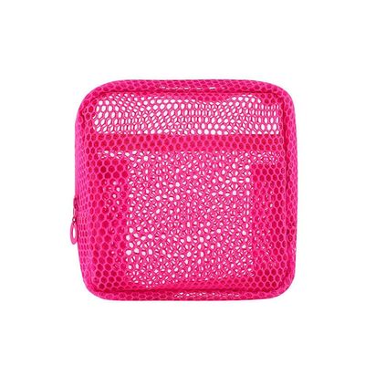 Portable Compact Mesh Makeup Bag Women Travel Mini Cute Toiletry Purse Multi-Purpose Sanitary Lipstick Pouch(Rose Red)