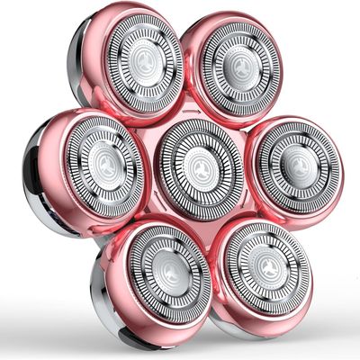 7 Blade Floating Replacement Head for Womens Electric Shaver, Washable-Pink
