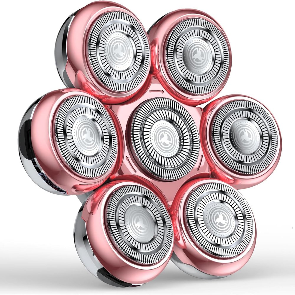 7 Blade Floating Replacement Head for Womens Electric Shaver, Washable-Pink