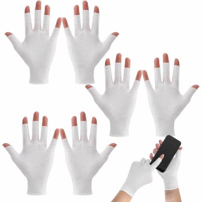 3 Pairs White Moisturizing Gloves - Fingerless Design Cotton Gloves for Dry Hands Sleeping Overnight, Open Fingertips Glove for Women, Touchscreen Moisture Hand Wrap