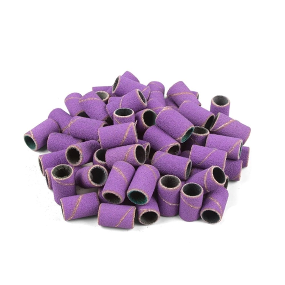 100pcs Nail Drill Bits Sanding Bands for Nail Drill File Grinder Sander Band Set(180grit 100pcspurple)