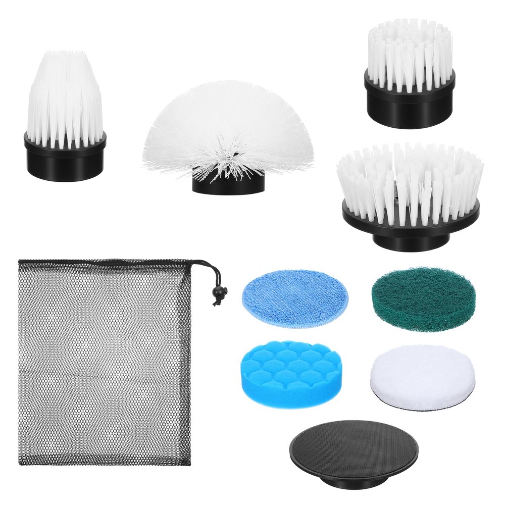 Ckhoid Electric Spin Scrubber Replacement Brush Heads, 8 Pack Cordless Spin Scrubber Brush Replaceable Heads with Base and Storage Bag, Rotatable Cleaning Brushes for Household Bathroom Floor Tile Car