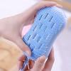 PLAYTHROUGH Silicone Bathing Brushes 3Packs, Bathing Soap Pouch with Hanging Loop, Exfoliating (Pink, Purple, Green) view 4