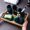 Ceramic Bathroom 5 Piece Set Dark Green Wash Suite Home Hotel Supplies Accessories view 2