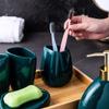 Ceramic Bathroom 5 Piece Set Dark Green Wash Suite Home Hotel Supplies Accessories view 3