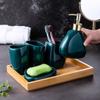 Ceramic Bathroom 5 Piece Set Dark Green Wash Suite Home Hotel Supplies Accessories view 4