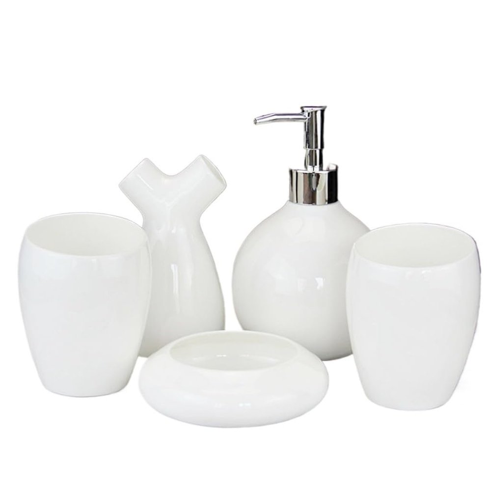 Ceramic Bathroom Set Hotel Toiletries Dental Jar Toothbrush Holder Bone Porcelain