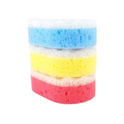 IDEA Home Massage & Cleaning Sponge Oval Bath Sponge with Dual Massage Surfaces 3-Pack for Daily Body Care & Exfoliation