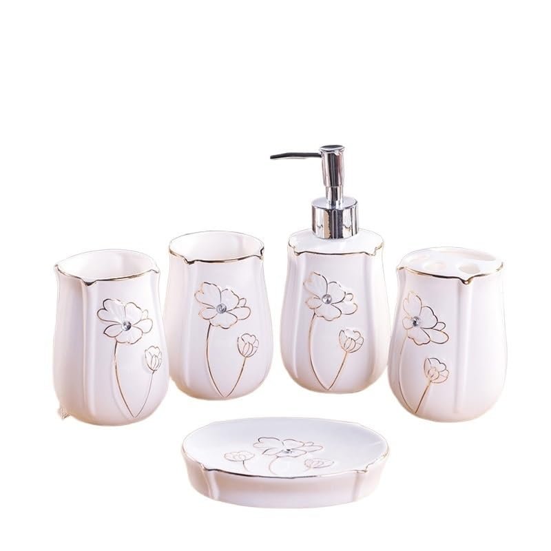 Bathroom Five-piece Ceramic Toiletries Set Wedding Gift