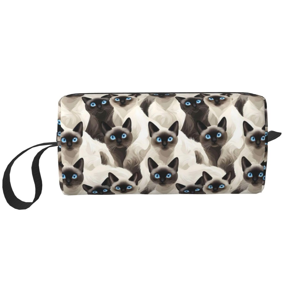 NIUNEW Funny Siamese Cats Cute Small Makeup Cosmetic Bag For Purse Make Up Bags Pouch For Women Travel Toiletry Organizer Case