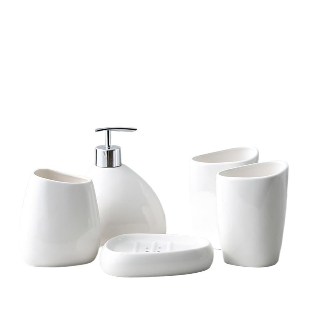 White Porcelain Sanitary Ware Five-piece Suite Hotel Bathroom Toiletries Gargle Cup