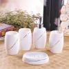 Ceramic Bathroom Five-piece Toiletry Set Mouthwash Cup Lotion Bottle Supplies view 2