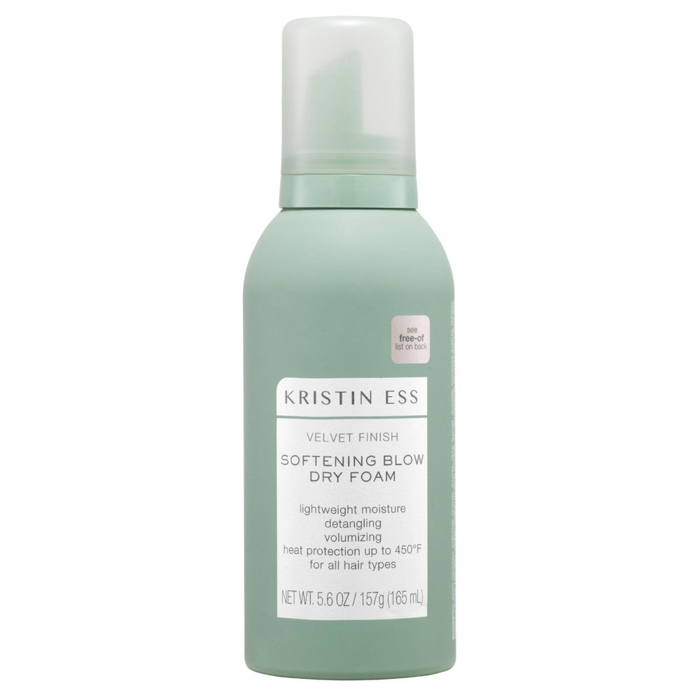 Kristin Ess Heat Protectant Hair Mousse for Women, 4-in-1 Volumizing Styling Foam for Blow Out that Softens, Detangles, Adds Shine and Reduces Frizz for Long Lasting Hairstyle for Fine to Curly Hair