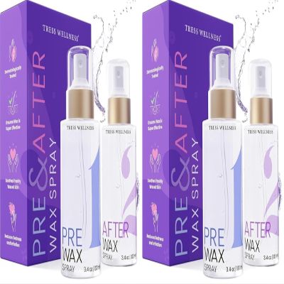 Tress Wellness Pre-Wax Cleanser, Spray and Treatment, After-Wax Oil and Care, Skin Wax Remover (Pack of 2)