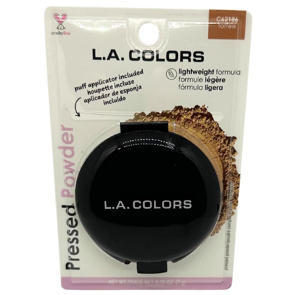 LA Colors Pressed Powder Compact Matte Shine Control Face Powder with Mirror & Applicator Smooth Natural Finish Toffee