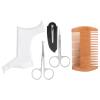 Transparent Beard Shaping Template Comb Scissors Set, Beard Grooming Styling Kit, Double Sided Comb with Fine and Thick Teeth, Stainless Steel Scissors for Cheek Line Neck view 1