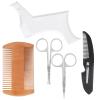 Transparent Beard Shaping Template Comb Scissors Set, Beard Grooming Styling Kit, Double Sided Comb with Fine and Thick Teeth, Stainless Steel Scissors for Cheek Line Neck view 2