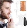 Transparent Beard Shaping Template Comb Scissors Set, Beard Grooming Styling Kit, Double Sided Comb with Fine and Thick Teeth, Stainless Steel Scissors for Cheek Line Neck view 3